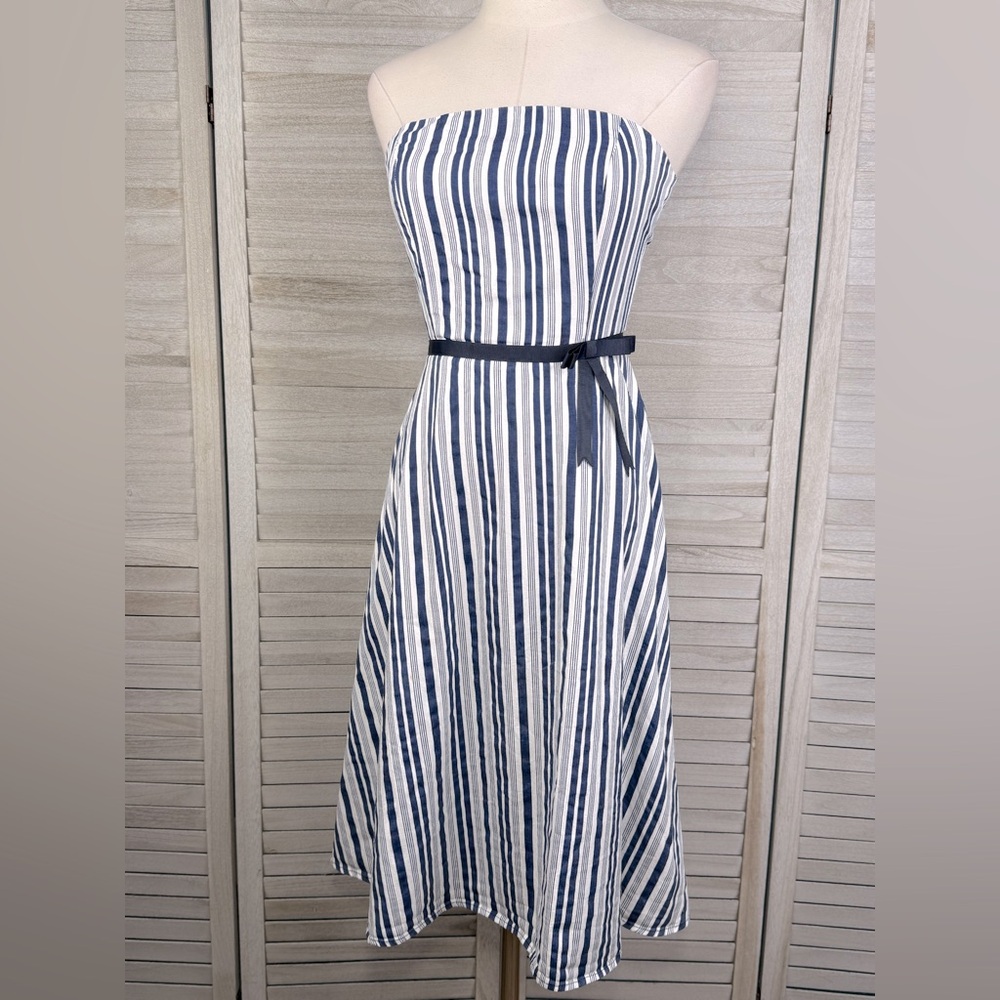 EVA FRANCO Strapless Striped Sundress Blue/White-4